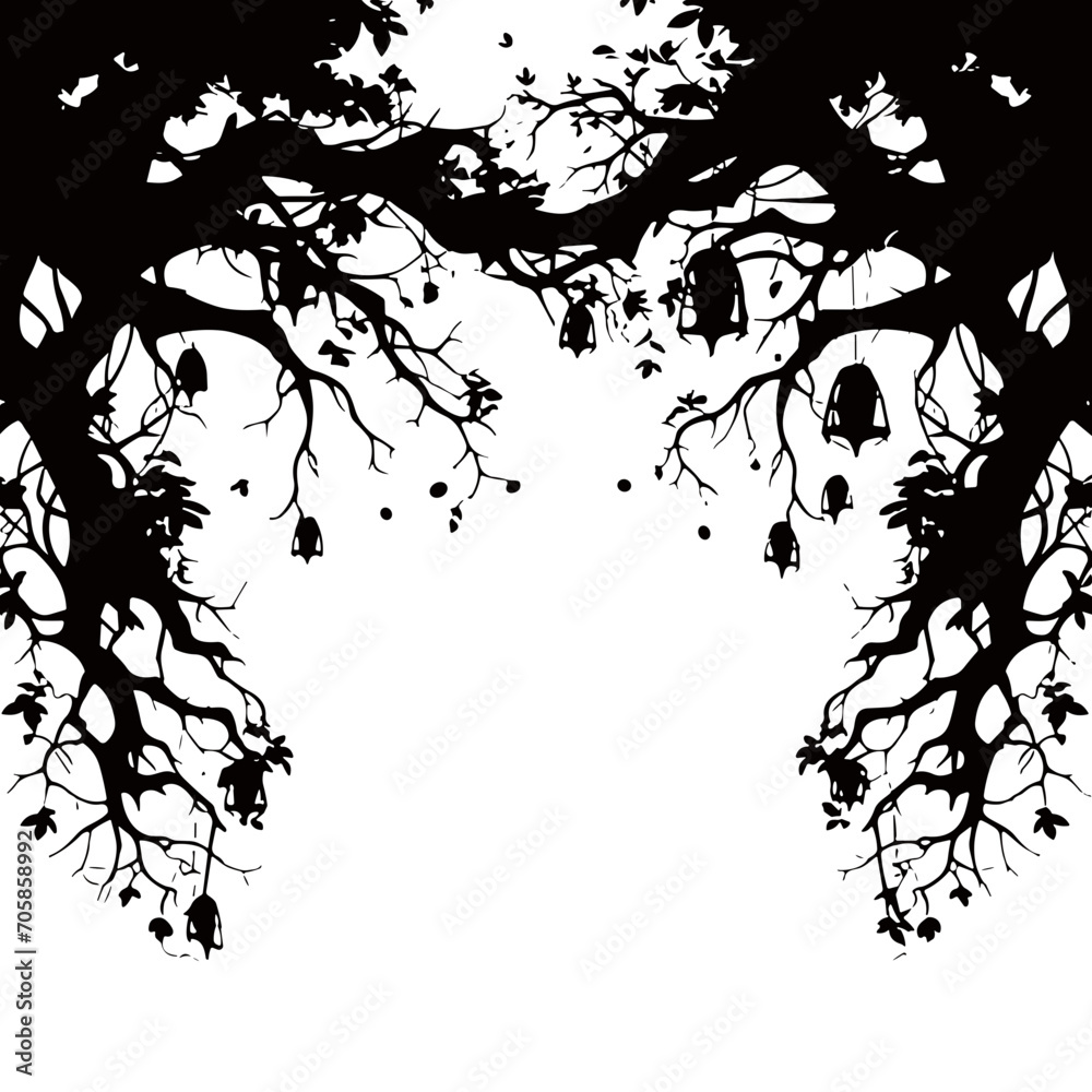 Naklejka premium tree branch svg, tree branch png, tree branch illustration, tree branch clipart, tree branch vector, floral, flower, vector, design, decoration, frame, illustration, silhouette, black, leaf, tree, 