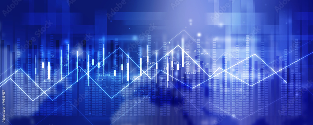 Fototapeta premium 2d rendering Stock market online business concept. business Graph