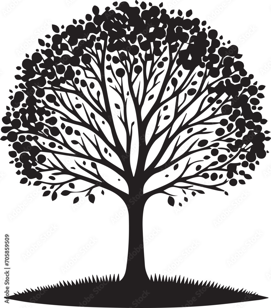 Naklejka premium Tree silhouette editable vector illustration for logo icon isolated over white background