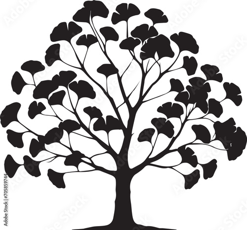 Tree silhouette editable vector illustration for logo icon isolated over white background