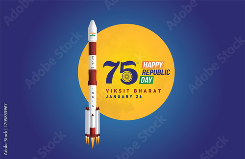 Happy 75th Republic day of India vector Template Illustration design. photo