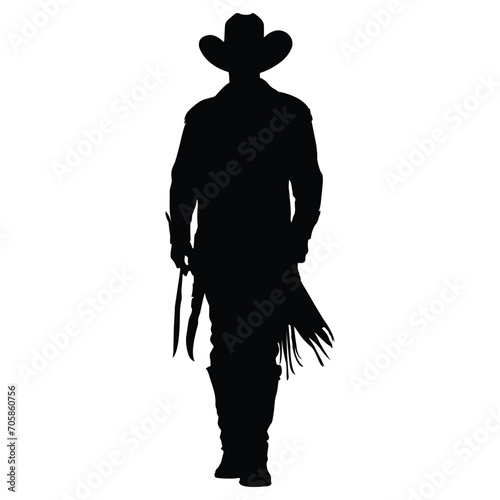 silhouette of a cowboy on white