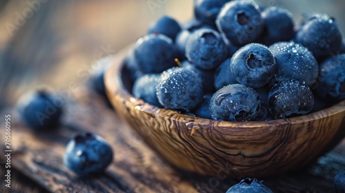Dew-kissed blueberries in a rustic bowl capture the essence of simple, wholesome food.