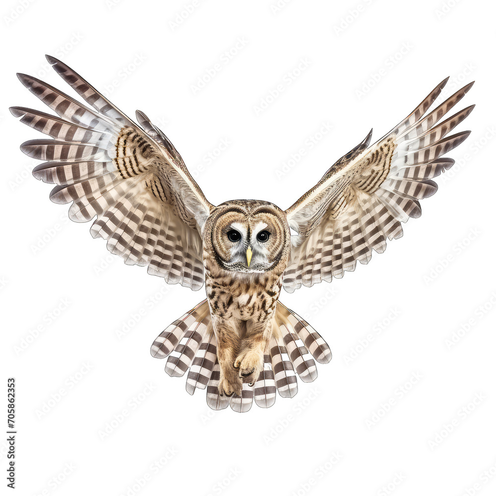 Barred Owl are flying bird of prey at night isolated on transparent background Barred Owl are flying bird of prey at night isolated on transparent background