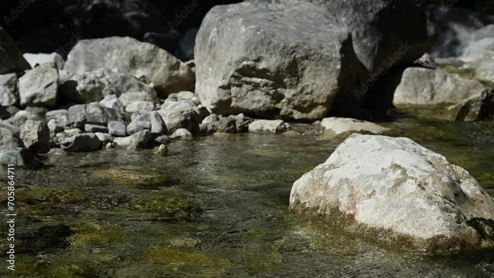 Water running between rocks of a mountain stream Water running between rocks of a mountain stream