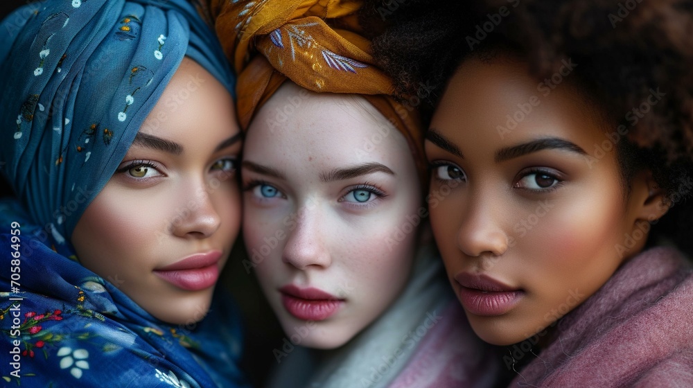 A collection of portraits showcasing the diversity and beauty of women, forming a captivating background for Women's Day. [Portraits of diversity]