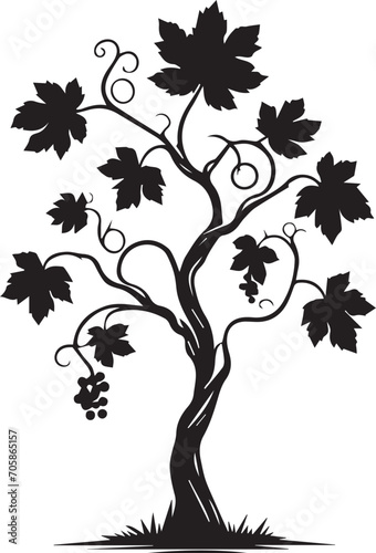 Tree silhouette editable vector illustration for logo icon isolated over white background