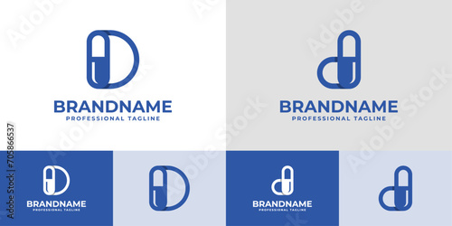 Letter D Capsule Logo, suitable for business related to Capsule or Pill with D initial