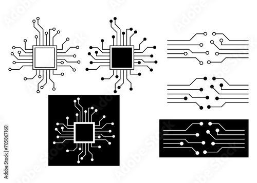 circuit board. technology icon. chip electronic minimalist style. illustration isolated on white background photo