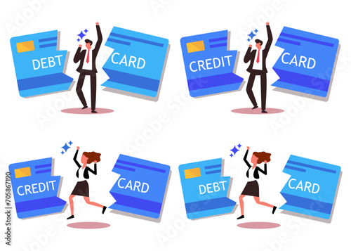 business successful man. Financial Freedom. no credit card. Savings concept illustration