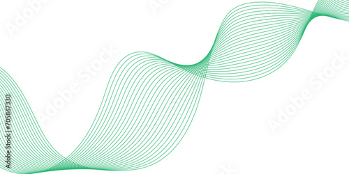 green Abstract wave element for design. Digital frequency track equalizer. Stylized line art background. Vector illustration. Chrome technological wallpaper.