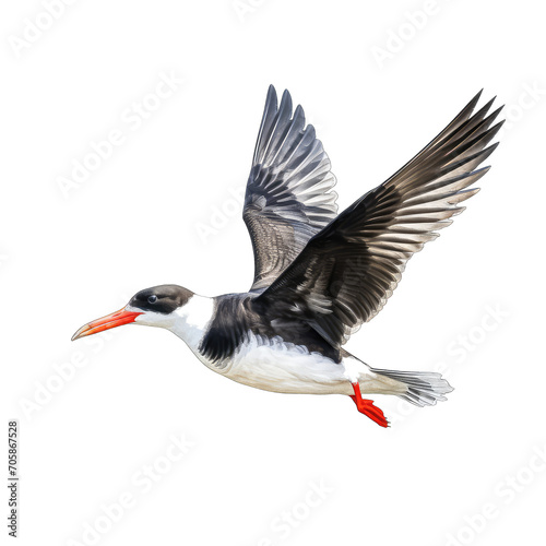 Black Skimmer flying - water birds on transparent background photo