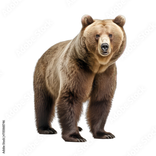 brown bear standing - dangerous predatory bear on transparent background © minhnhat