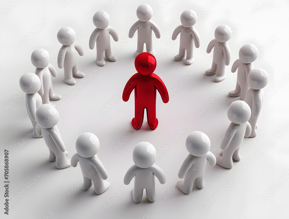 3d people in a circle with a leader 3d people in a circle with a leader