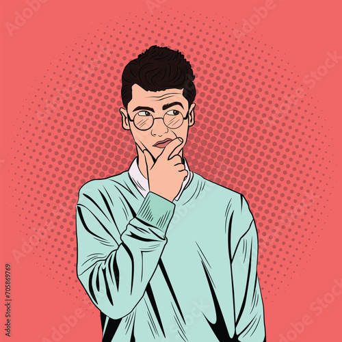 Pop Art Comic Man Thinkingstock vector illustration