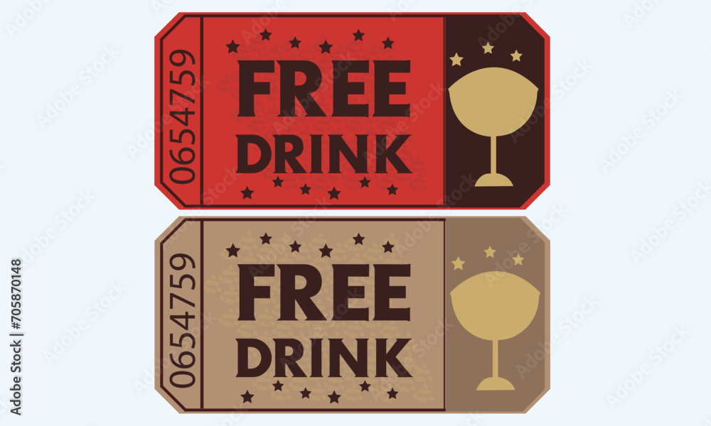 Free drink vector ticket collection and drink ticket.