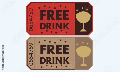 Free drink vector ticket collection and drink ticket.