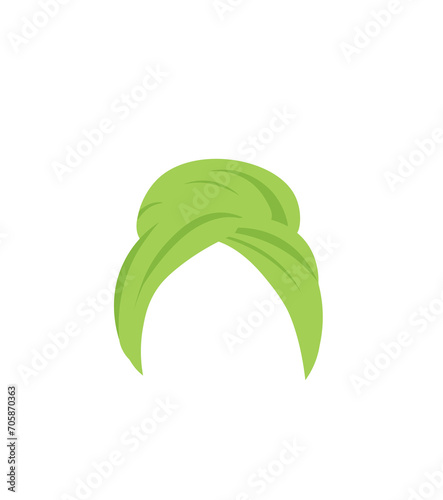 Green wrapped head towel, vector