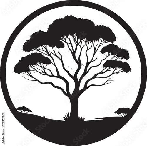 Tree silhouette editable vector illustration for logo icon isolated over white background