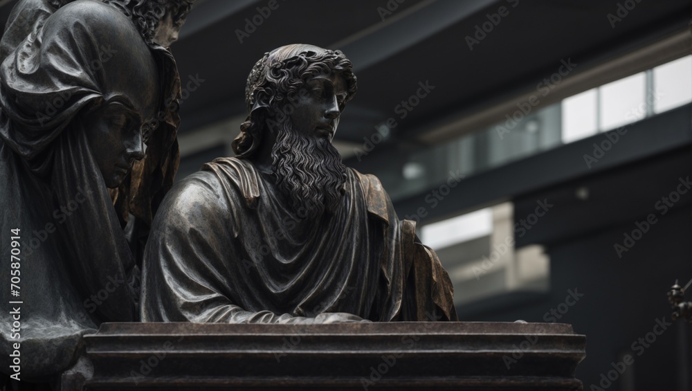 Fototapeta premium Metal Stoic: Forged in Resilience and Philosophical Strength, Stoicism, Generative Al