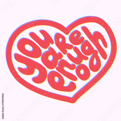 Risograph groovy retro selflove lettering in heart