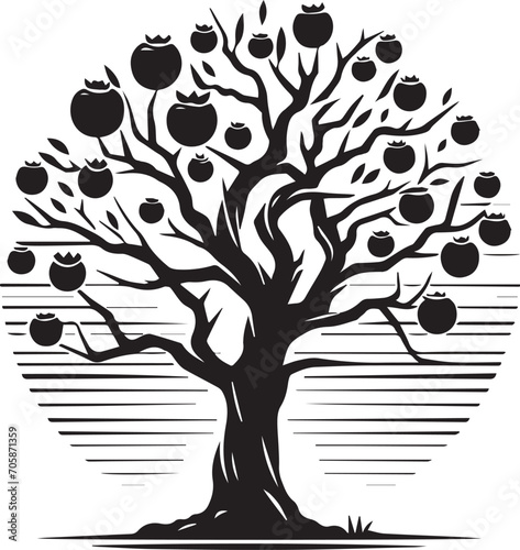 Tree silhouette editable vector illustration for logo icon isolated over white background