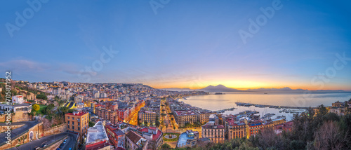 Naples, Italy aerial skyline on the bay with Mt. Vesuvius photo