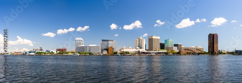 Norfolk, Virginia, USA skyline panorama on the Elizabeth River. photo