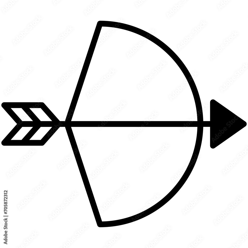 Bow arrow solid glyph icon