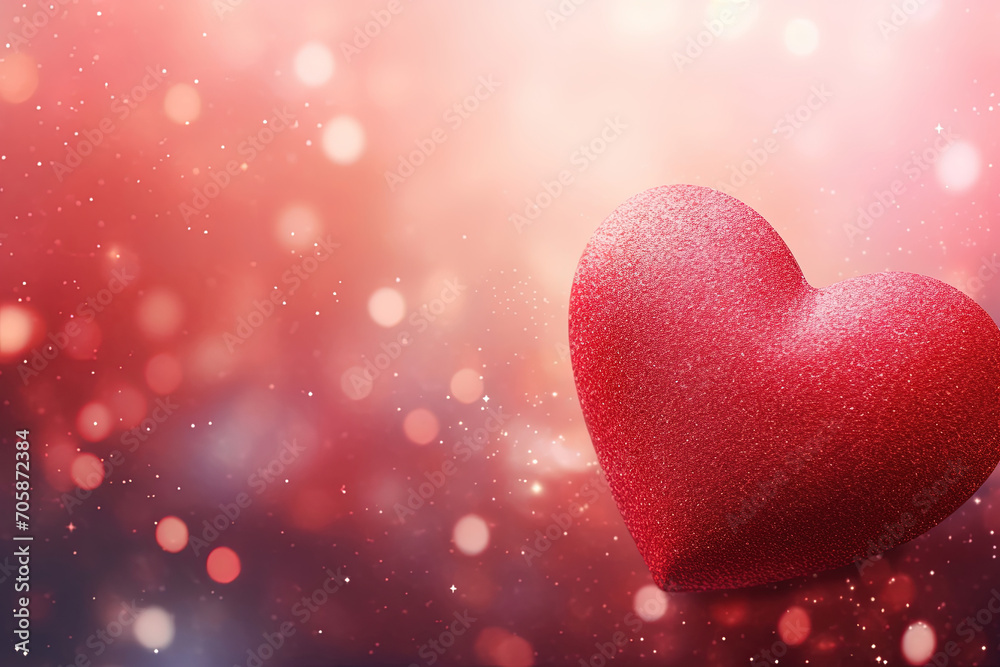 Valentine's Day Big Heart Love on Ground Against Glitter Blur Background Valentine's Day Big Heart Love on Ground Against Glitter Blur Background