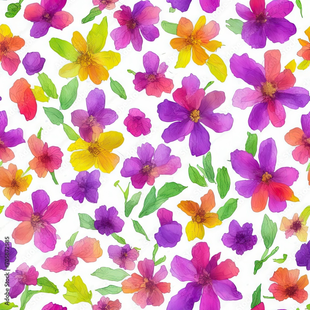 Flowers. Abstract seamless pattern. AI generated.