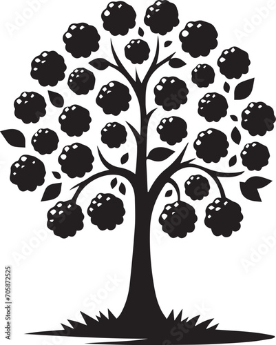 Tree silhouette editable vector illustration for logo icon isolated over white background