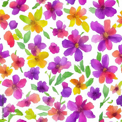 Flowers. Abstract seamless pattern. AI generated.