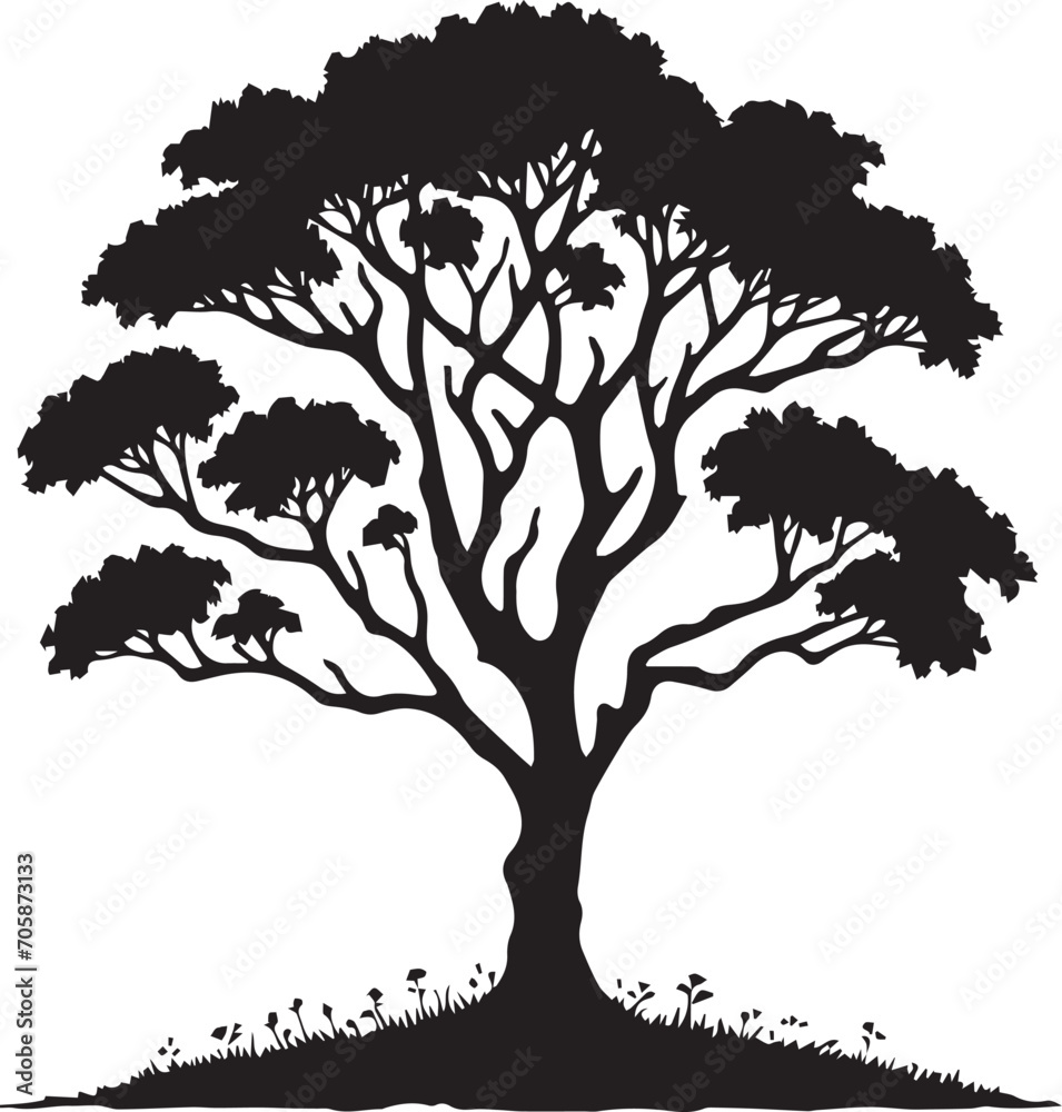 Fototapeta premium Tree silhouette editable vector illustration for logo icon isolated over white background