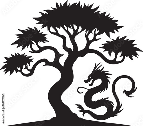 Tree silhouette editable vector illustration for logo icon isolated over white background