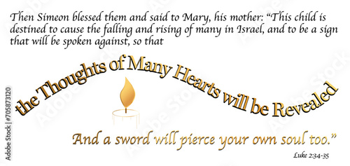 Full Bible Text Luke 2:34-35 for Candlemas on White Background for Web Banner