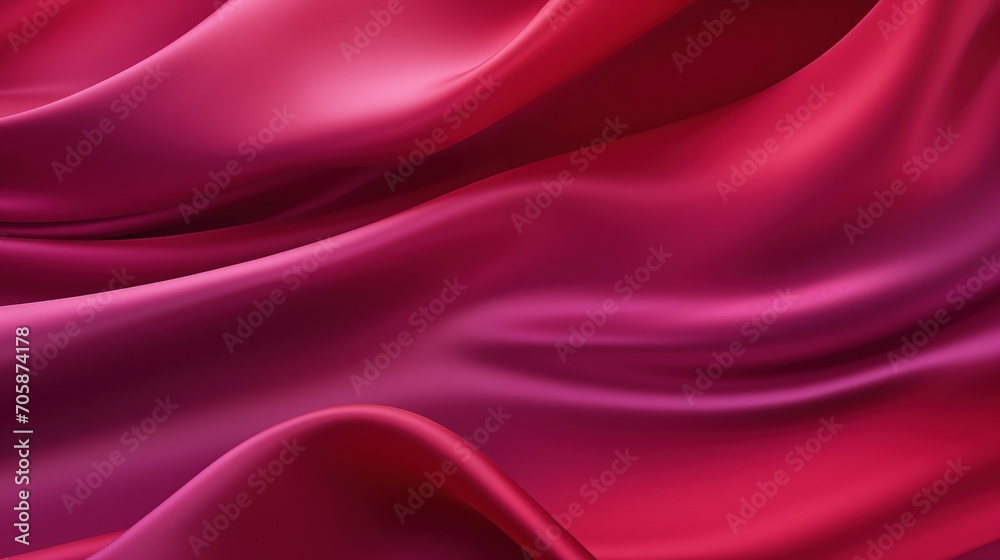 Fototapeta premium Red purple silk satin background, Shiny fabric with wavy soft pleats, Beautiful fabric background with empty space for your product and design, generative ai