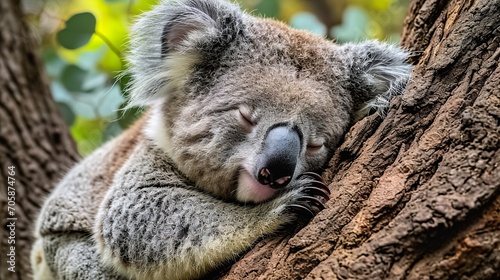 koala sleeping on a tree