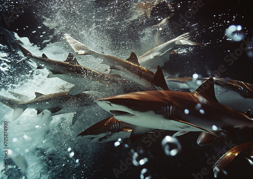 shark(s) in feeding frenzy photo
