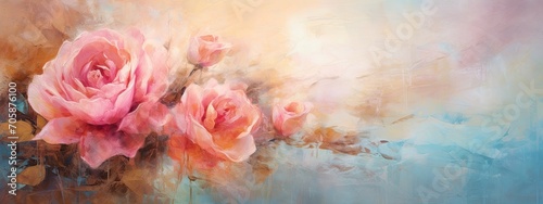 Abstract rose painting background with copy space. Valentin s day. Love concept