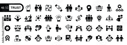 Trust icon set. Flat style icons pack. Vector illustration.
