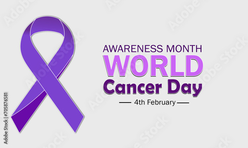 world Cancer Prevention Month card, February. Vector