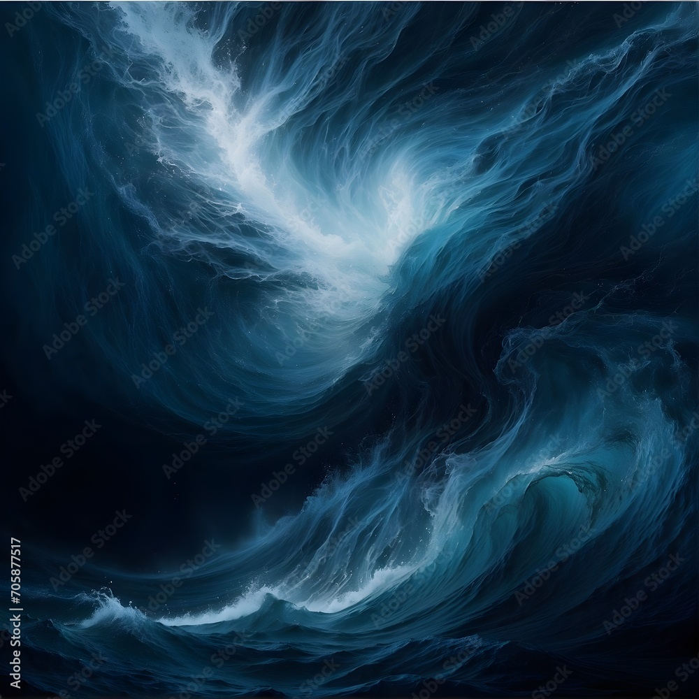 Fototapeta premium Emotional Seascape: Vivid Abstract Ocean Painting with Powerful Waves and Dramatic Sky - Perfect for Nature, Emotions, and Abstract Art Enthusiasts! #OceanArt #AbstractPainting #NatureInspired