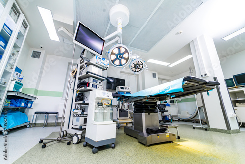 Hospital modern emergency room. Surgery healthcare operating technologies.