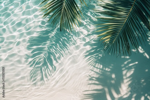 Tropical leaf shadow on water surface. © Bargais