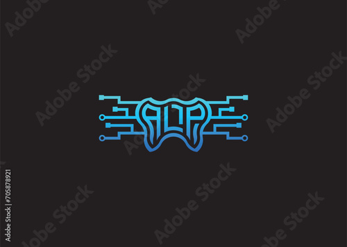 Letter ALP Modern Technology Vector Monogram Dental care shape Logo