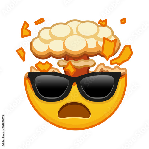 Shocked face with exploding head and sunglasses Large size of yellow emoji smile