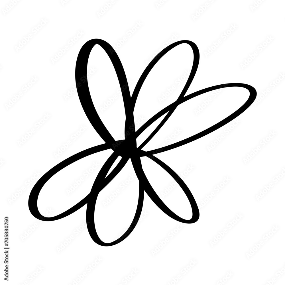 Black hand drawn simple flower. Love romantic element painted brush. Ink vector illustration. design element for Valentine day greeting card, wedding invitation Black hand drawn simple flower. Love romantic element painted brush. Ink vector illustration. design element for Valentine day greeting card, wedding invitation
