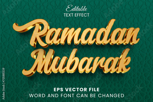 Ramadan mubarak golden 3d editable vector text effect. Luxury golden ramadan mubarak islamic text style