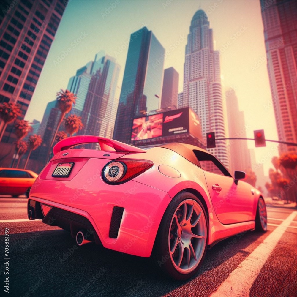 red car in the city red car in the city